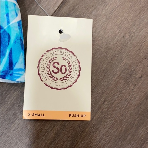 5 for $25 Authentic American Heritage swim top aqua palm - Picture 3 of 5